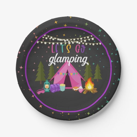 Glamping Birthday Party Bord (Voorkant)