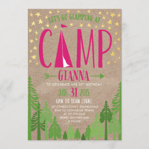 Glamping Birthday Party Invitation for Pennie Kaart