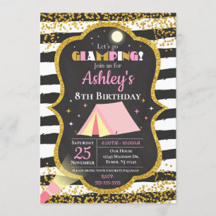Glamping Birthday Party Invitation / Girls Camping Kaart