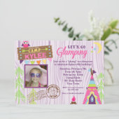 Glamping Birthday Party Invitation Kaart (Staand voorkant)