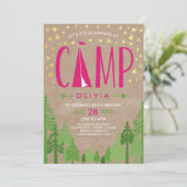Glamping Birthday Party Invitation Kaart (Staand voorkant)