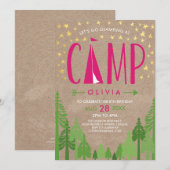 Glamping Birthday Party Invitation Kaart (Voorkant / Achterkant)