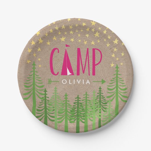 Glamping Birthday Party Paper Bord (Voorkant)