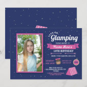 Glamping Camp Photo Sleep over de uitnodiging van (Voorkant / Achterkant)