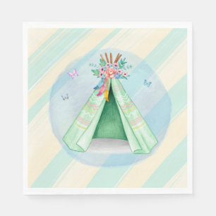 Glamping Camping Green Tent Sleepover in de openlu Servet