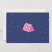 Glamping Camping Navy Pink Girl's Uitnodiging (Achterkant)