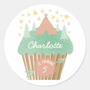 Glamping Cupcake Gepersonaliseerde Sticker