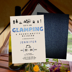 Glamping Glam Denim Diamonds Bachelorette Kaart