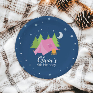 Glamping Meisje Camping Verjaardagsfeestje Borden Papieren Bordje