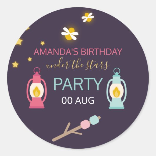 Glamping Party op maat Ronde Sticker (Voorkant)