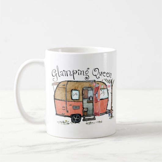 Glamping Queen Funny Camper Koffiemok (Links)