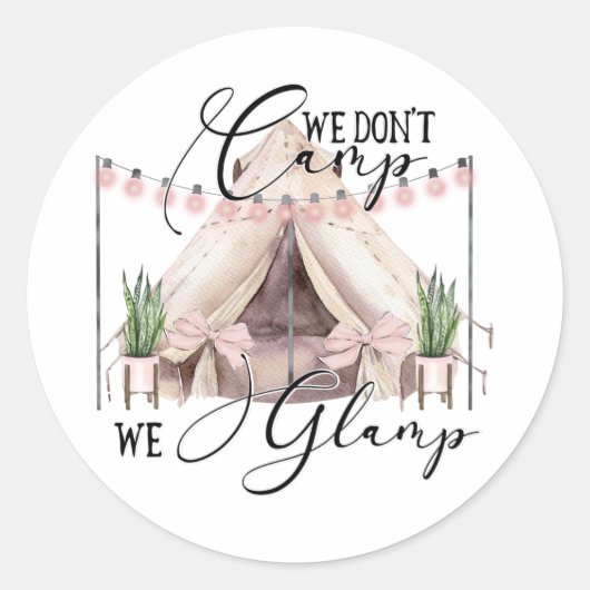 Glamping Ronde Sticker (Voorkant)