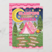 Glamping verjaardagsuitnodiging Uitnodiging Uitnod (Voorkant / Achterkant)