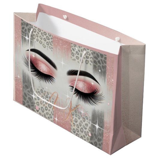 Glamroze glitterwimpers monogram groot cadeauzakje (Voorkant Gekanteld)