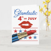Glamtastic Vierde juli rode lippenstift Kaart (Gele Bloem)
