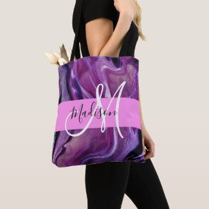 Glans Abstract Paarse Glans Textuur Roze Monogram Draagtas