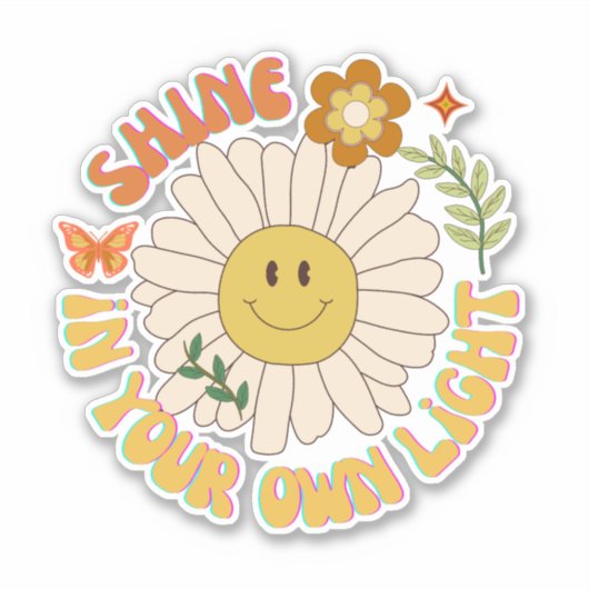 Glans in je eigen Light retro daisy plakboek Sticker (Voorkant)