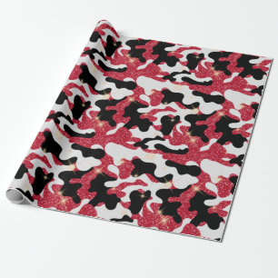 Glans Rood Wit Zwart Camouflage Camo Cadeaupapier