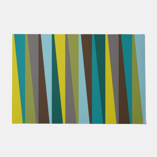 Glansde Stripes Bold Geometric in Green Blue Gold Deurmat (Voorkant)
