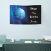 Glanzend 25e verjaardagsfeestje Blauwe Disco Bal Spandoek (Beurs)