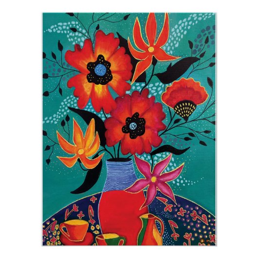 Glanzend Abstract Flower Poster Perfect Poster (Voorkant)