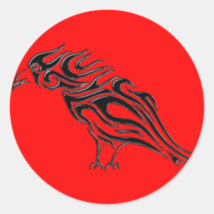 Glanzend Black Raven Tattoo Ronde Sticker
