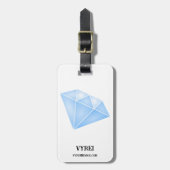 Glanzend blauw diamant karaat bagagelabel (Voorkant verticaal)