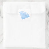 Glanzend blauw diamant karaat vierkante sticker (Tas)