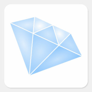 Glanzend blauw diamant karaat vierkante sticker