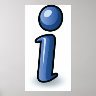 Glanzend Blauw Informatie Pictogram Symbool Poster