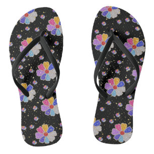 Glanzend Bloemmotief met Edelstenen Teenslippers