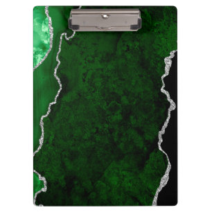 Glanzend bosgroen marmer chic zilver glitters klembord