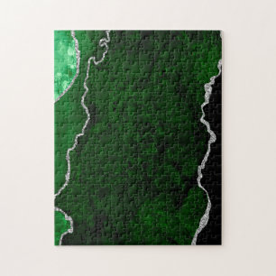 Glanzend bosgroen marmer chic zilver glitters legpuzzel