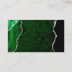 Glanzend bosgroen marmer chic zilver glitters visitekaartje