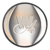 Glanzend geborsteld staal monogram hockey puck (Voorkant)