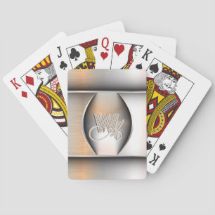 Glanzend Geborsteld Stalen Monogram  Pokerkaarten