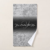 Glanzend glimmend effect Glam zilver zwart gedrukt Bad Handdoek (Handdoek)