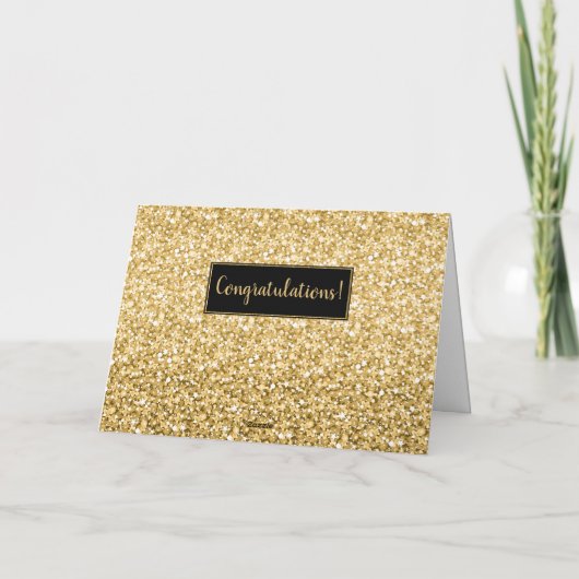 Glanzend glitter voor goud en witte mousserende gl bedankkaart (Achterkant)