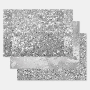 Glanzend Glitterend Zilver Glitter & Folie Patrone Inpakpapier Vel