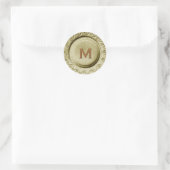 Glanzend Goud Art Deco Bruiloft Monogram M Sticker (Tas)