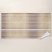 Glanzend goud glitter en witte strepen strandlaken (Voorkant)