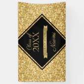 Glanzend Goud Glitter Zwart Lijst Spandoek (Verticaal)