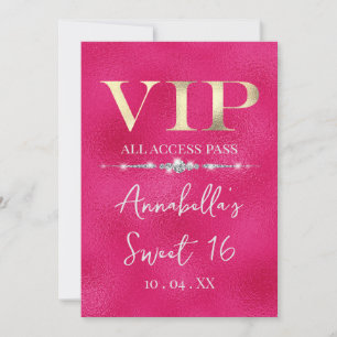 Glanzend Goud VIP op Heet Roze Kaart