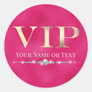 Glanzend Goud VIP op Heet Roze Ronde Sticker