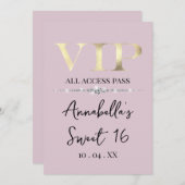 Glanzend Goud VIP op Roze Kaart (Voorkant / Achterkant)