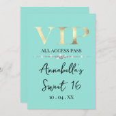 Glanzend Goud VIP op Teal Kaart (Voorkant / Achterkant)