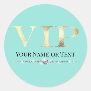 Glanzend Goud VIP op Teal Ronde Sticker