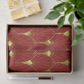 Glanzend Gouden Art Deco Patroon op Donkerrode Ach Tissuepapier (Geschenk)