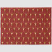 Glanzend Gouden Art Deco Patroon op Donkerrode Ach Tissuepapier (Voorkant)