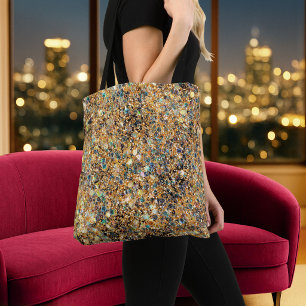 Glanzend Gouden Glitter Blauwe Groene Fonkelende L Draagtas